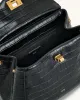 Lucia Classic Top Handbag - Black Croc sold by JW PEI