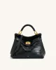 Lucia Classic Top Handbag - Black Croc sold by JW PEI