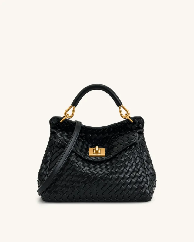 Lucia Classic Top Handle Woven Bag - Black sold by JW PEI