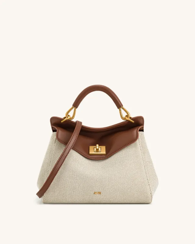 Lucia Classic Top Handbag - Brown Canvas sold by JW PEI