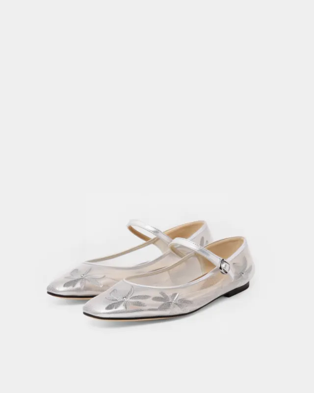 Sophie Metallic Mary Jane Flats – Silver sold by JW PEI