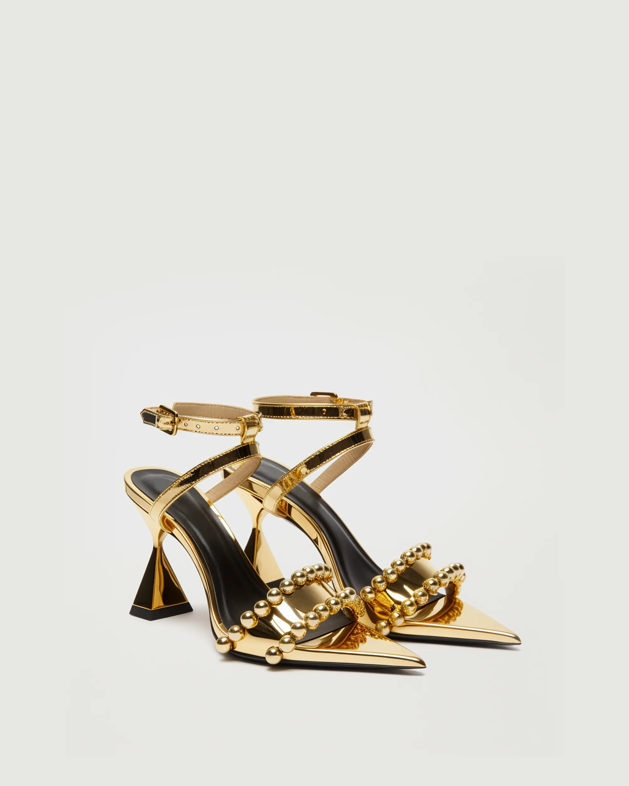 Bella Metallic Strappy Pointed-Toe Heels - Gold sold by JW PEI