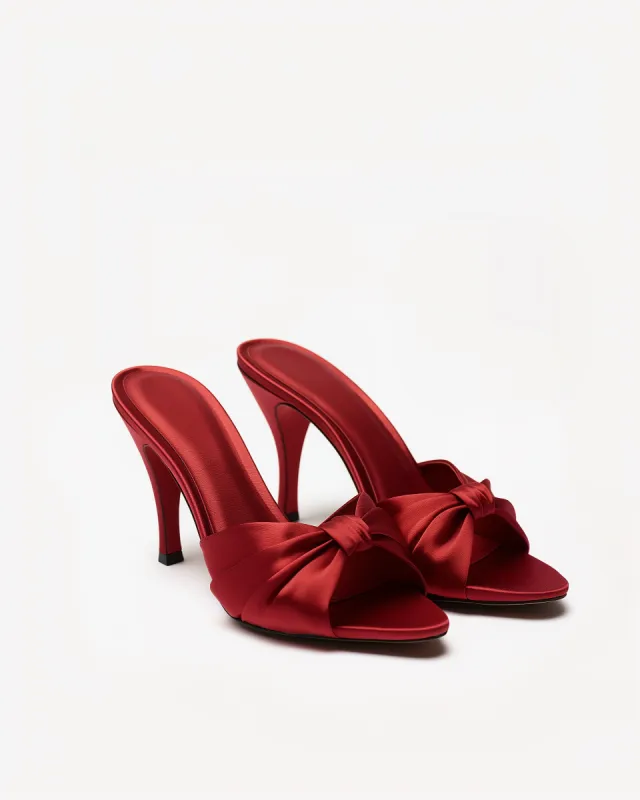Seraphine Bow High-Heel Mules – Red sold by JW PEI
