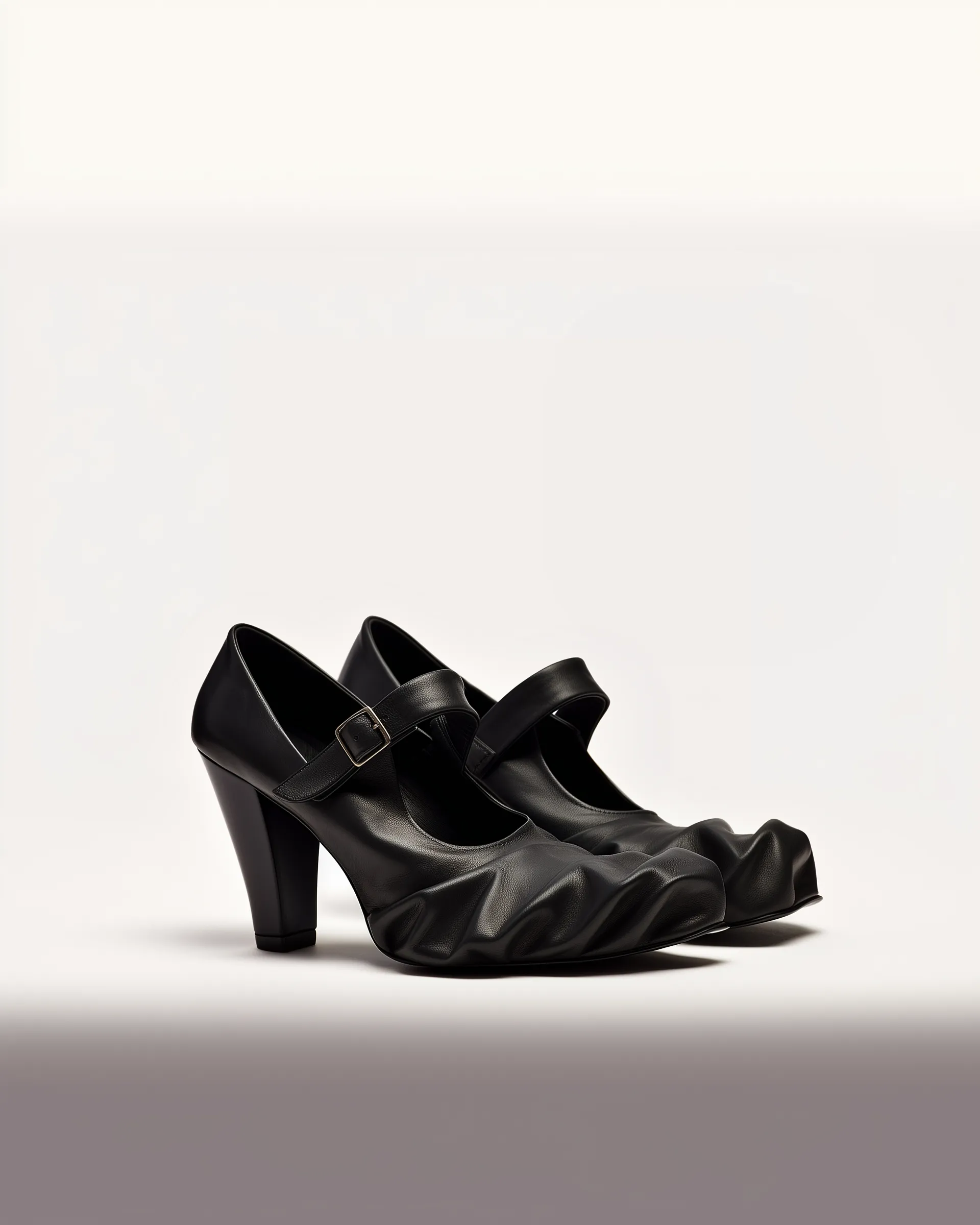 Stella Wrinkled Square Toe Mary Jane Heels<br>Black sold by JW PEI