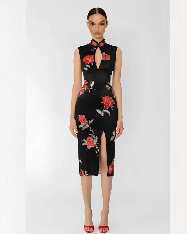 Hadley Floral Embroidered Printed Dress<br>Black/Rose sold by JW PEI