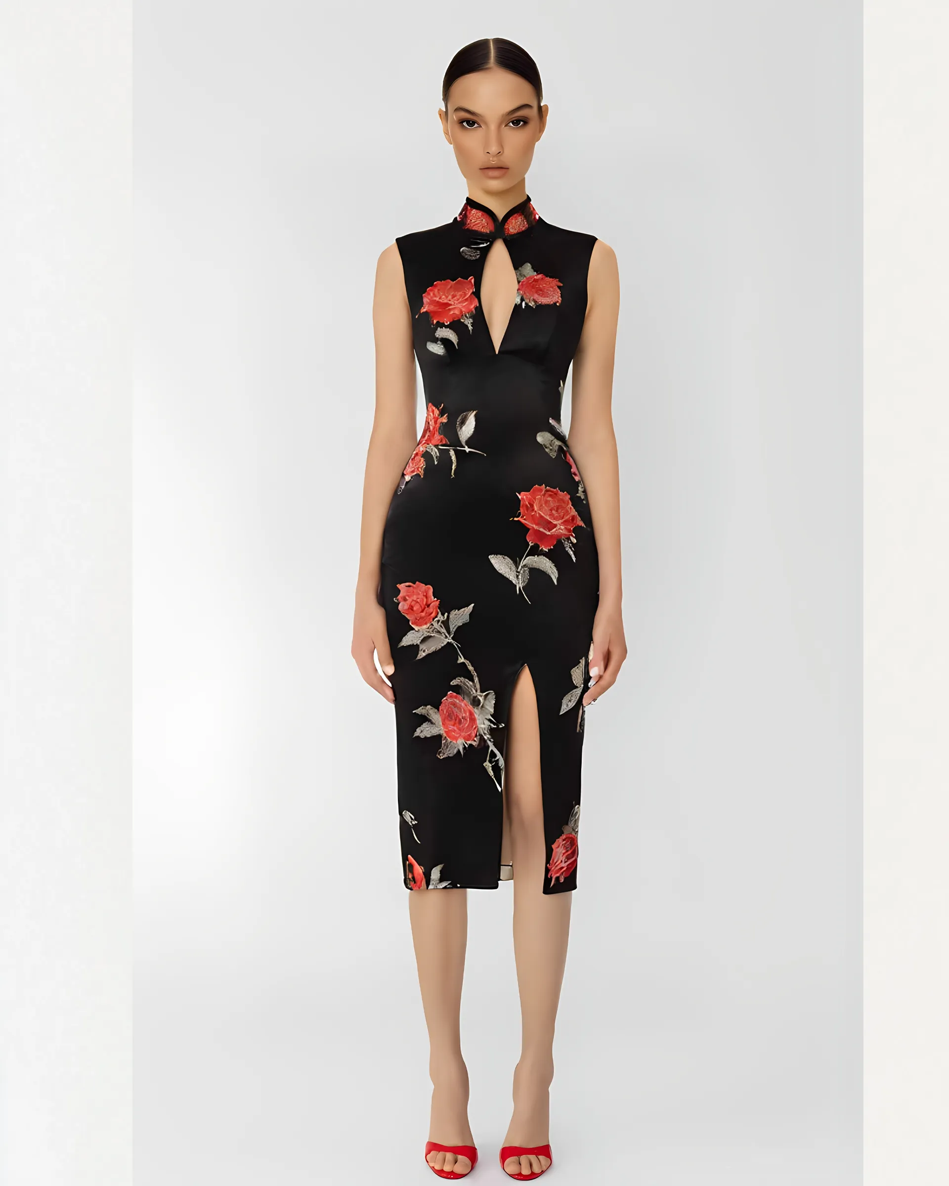 Hadley Floral Embroidered Printed Dress<br>Black/Rose sold by JW PEI