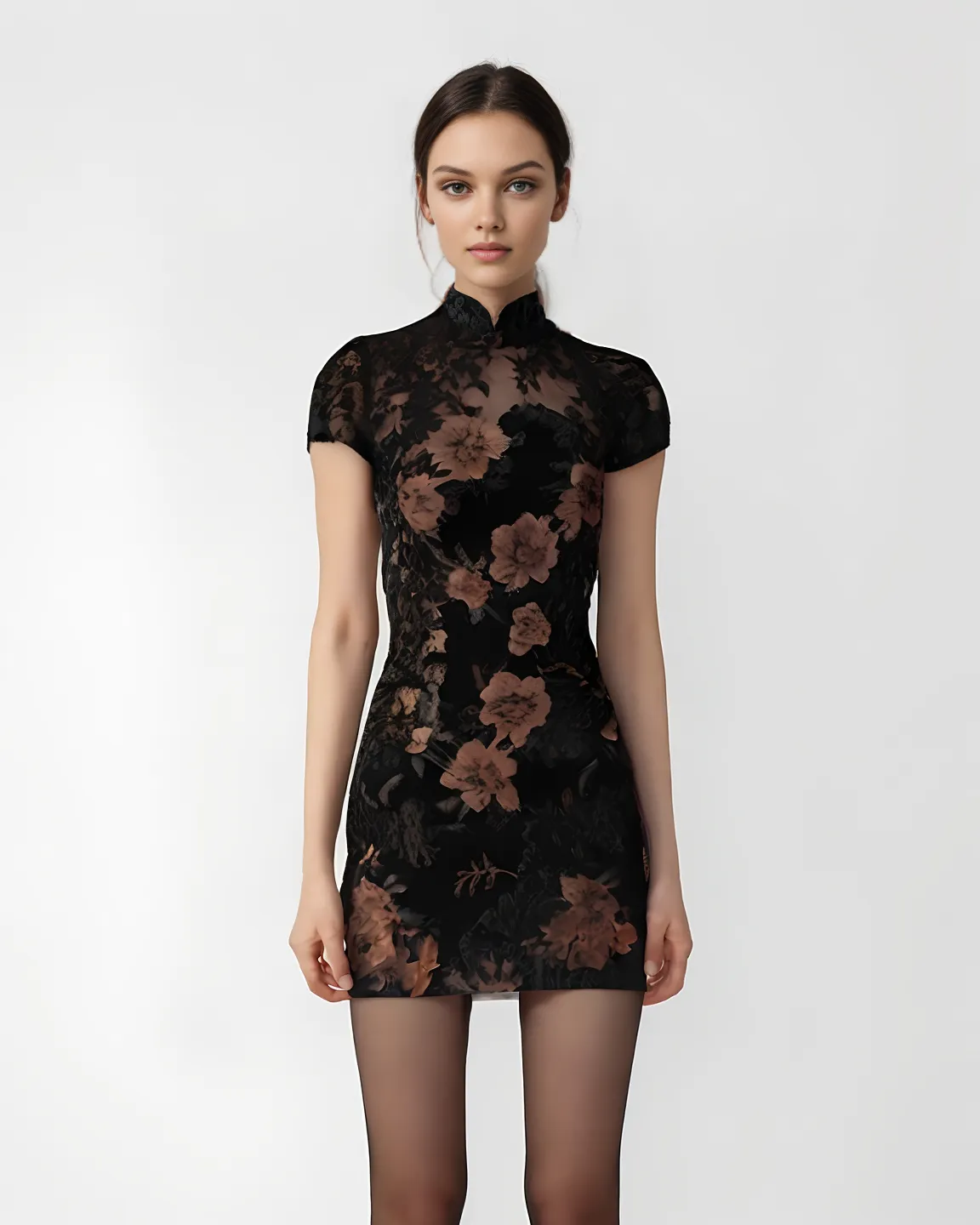Sadie Floral Printed Sheer Dress<br>Black/Floral sold by JW PEI