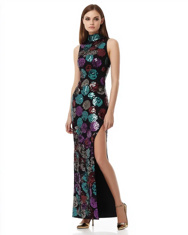 Adeline Firework Pattern Sequin Gown<br>Multicolor sold by JW PEI