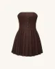 Ellie Pleated Velvet Dress - Chocolate Brown sold by JW PEI