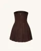 Ellie Pleated Velvet Dress - Chocolate Brown sold by JW PEI