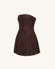 Ellie Pleated Velvet Dress - Chocolate Brown sold by JW PEI