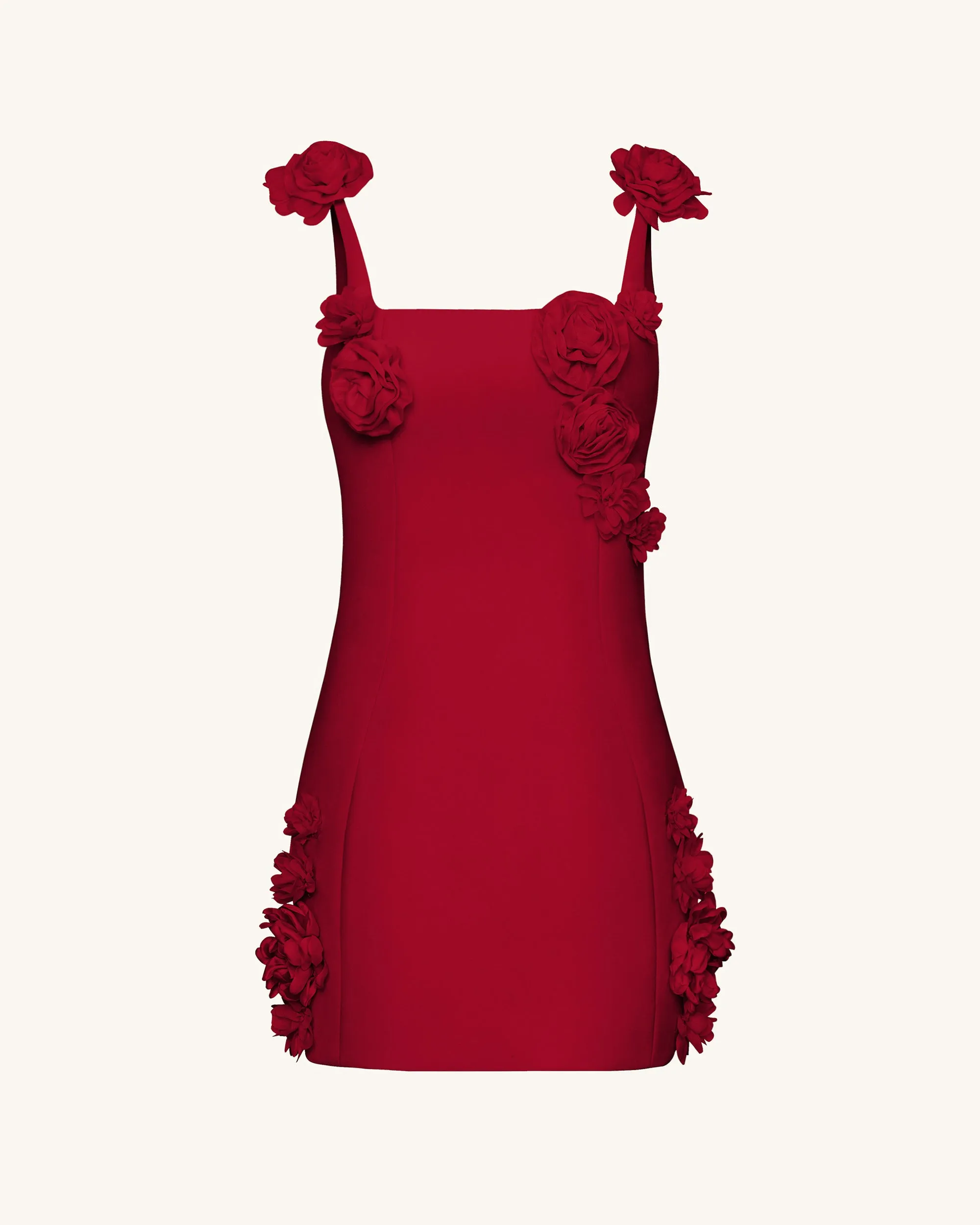 Elaina Pink Rosette Applique Mini Dress - Red sold by JW PEI