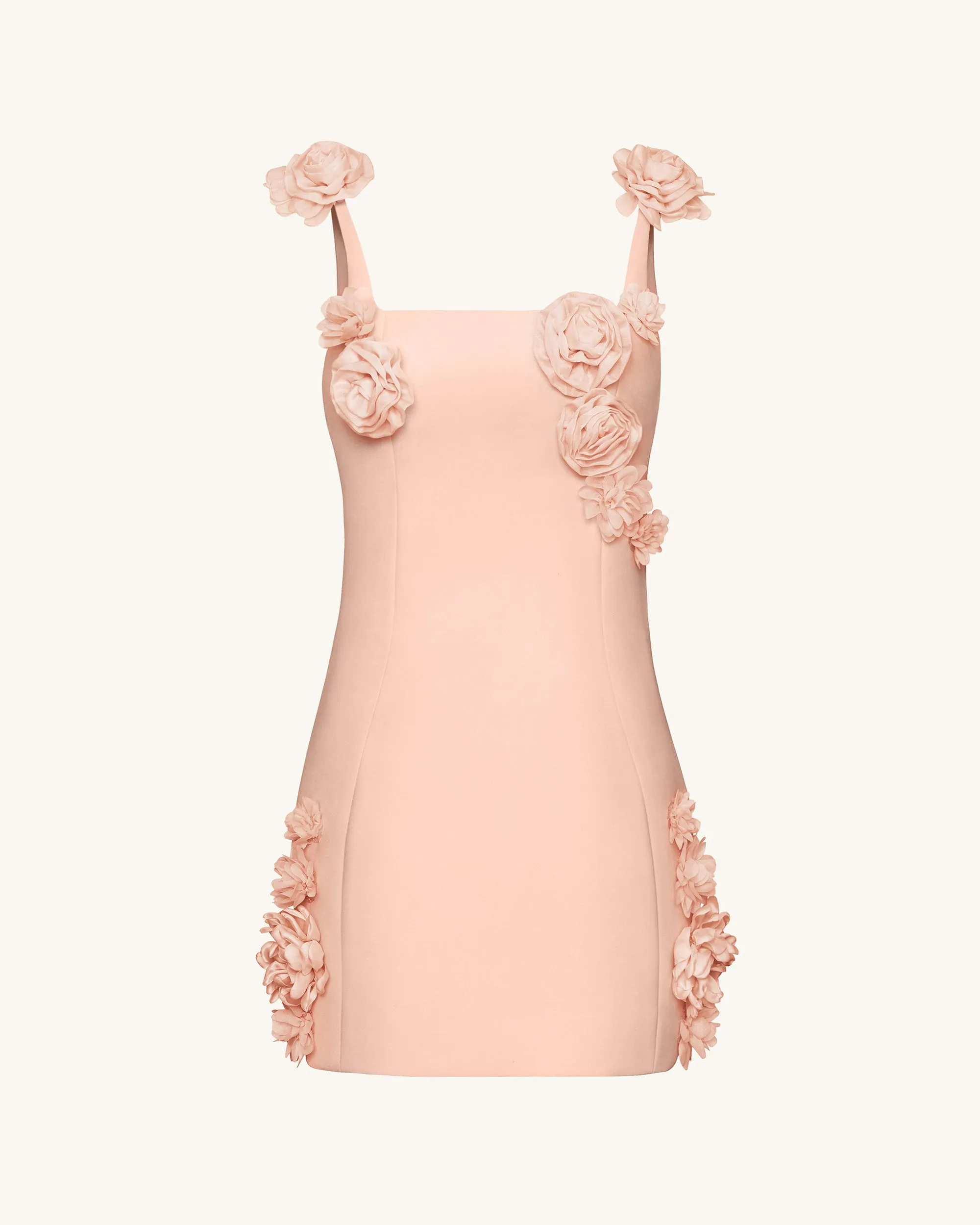 Elaina Pink Rosette Applique Mini Dress - Apricot sold by JW PEI
