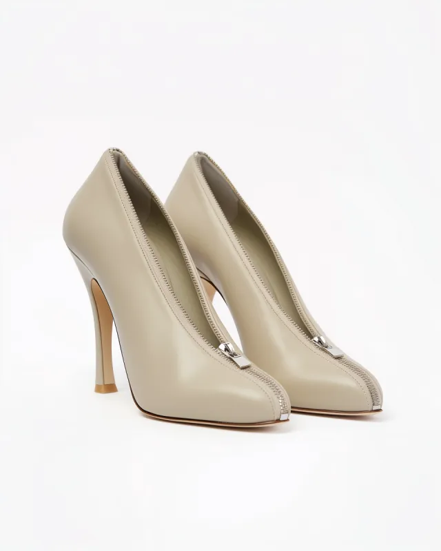 Lillian Classic Zipper Leather Pumps - Beige sold by JW PEI