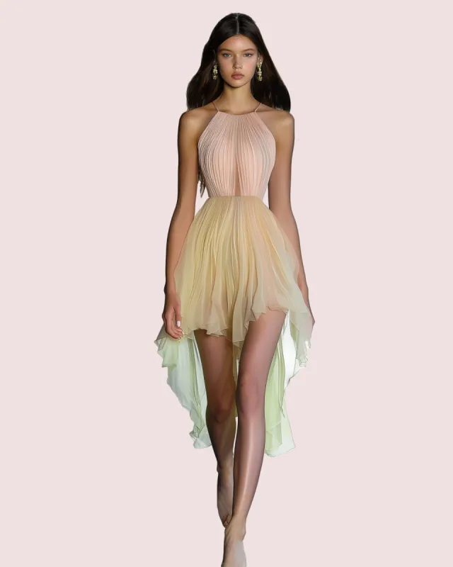 Melanie Pleated Halter Dress - Pastel Ombre sold by JW PEI