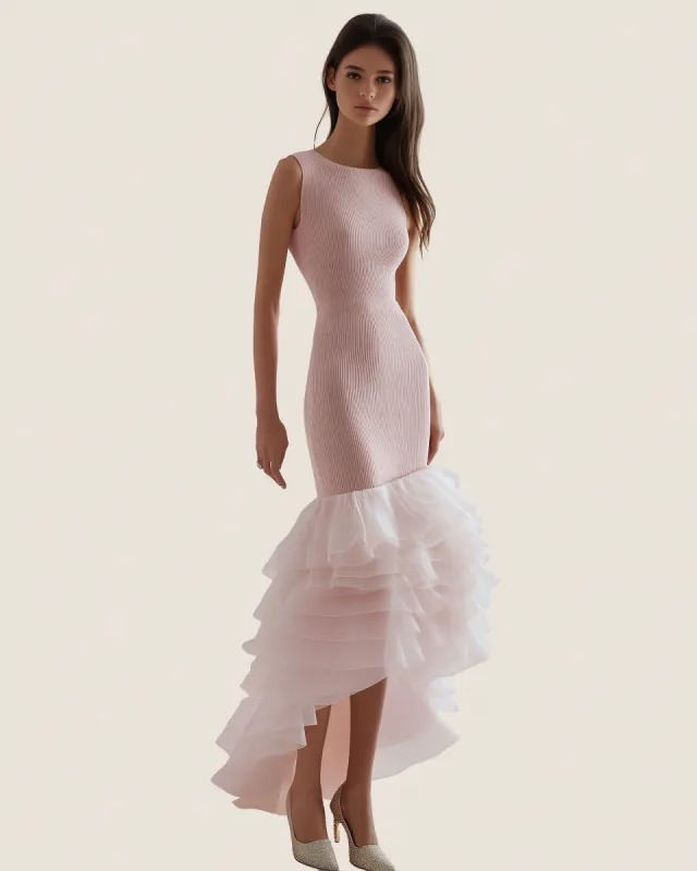 Emma Ruffled Mermaid Dress - Light Pink sold by JW PEI