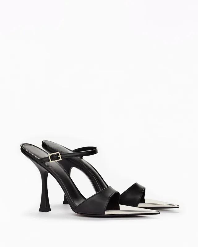 Aaliyah Metal Pointed-toe Strappy High Heel Sandals - Black sold by JW PEI
