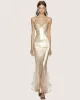 Lucy Floor-Length Gown with Ruffled Hem - Champagne sold by JW PEI