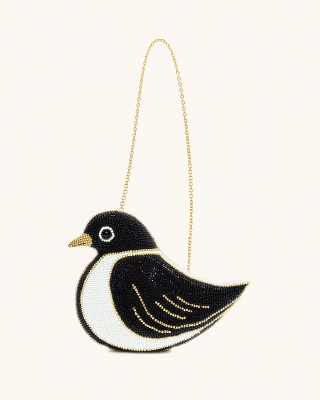 Lily Beaded Bird Crossbody Bag - Black/White sold by JW PEI