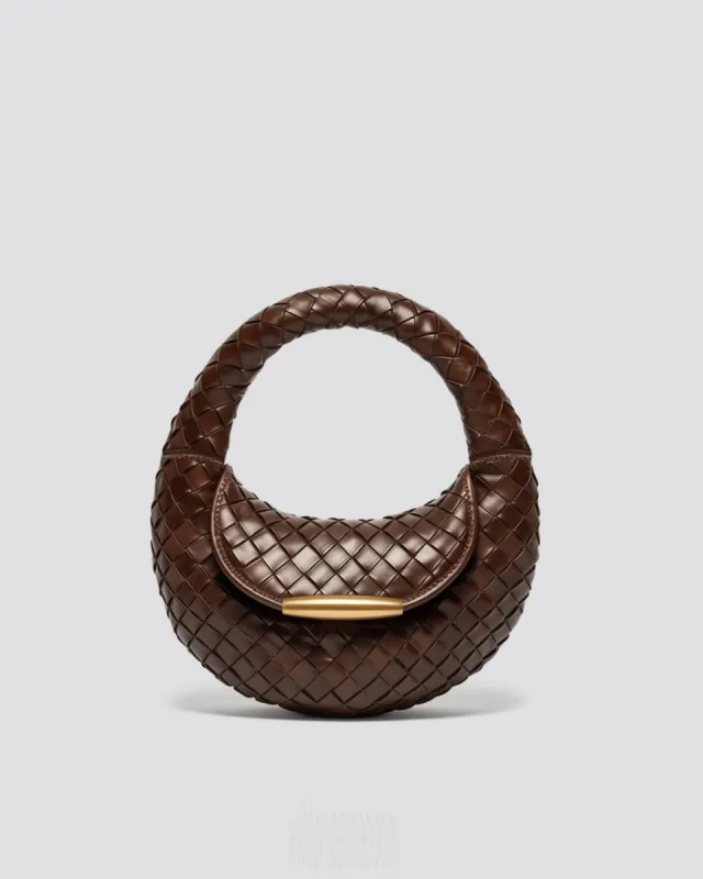 Eloise Mini Woven Leather Hobo Bag - Brown sold by JW PEI