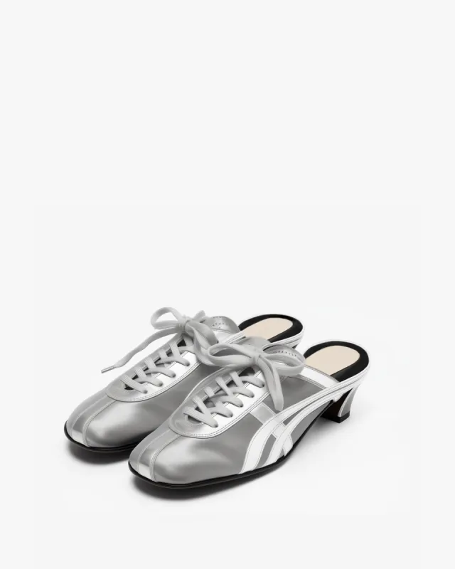 Eva Lace-Up Mules - Silver sold by JW PEI