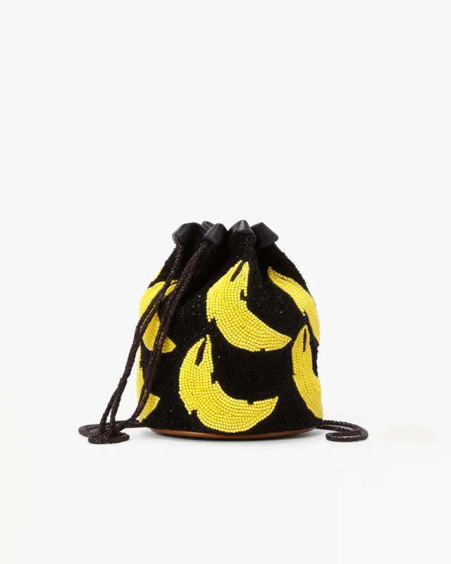 Emily Banana Beaded Bucket Bag - Black/Yellow sold by JW PEI