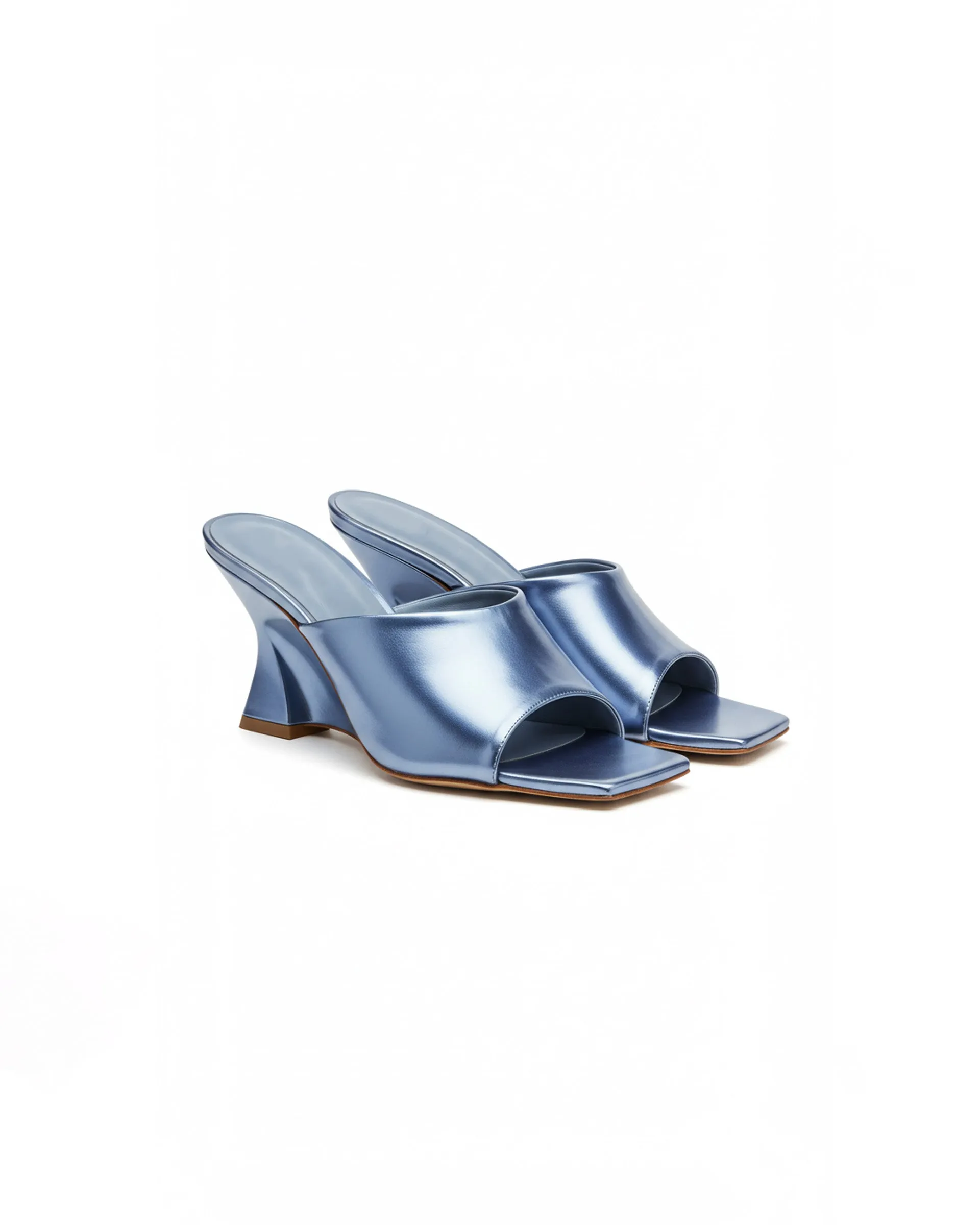 Hazel Metallic Open-Toe Mules - Blue sold by JW PEI
