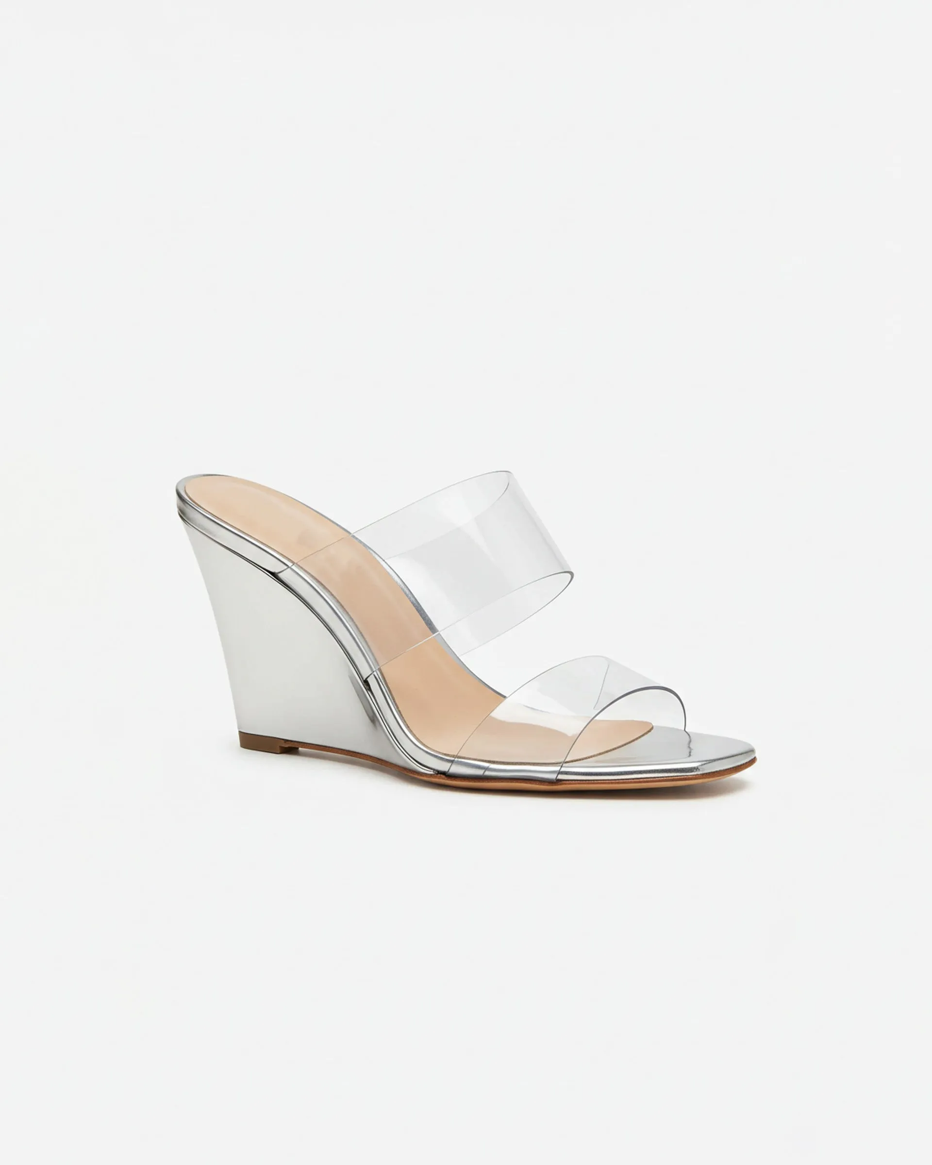 Adeline Transparent Wedge Sandals - Silver sold by JW PEI