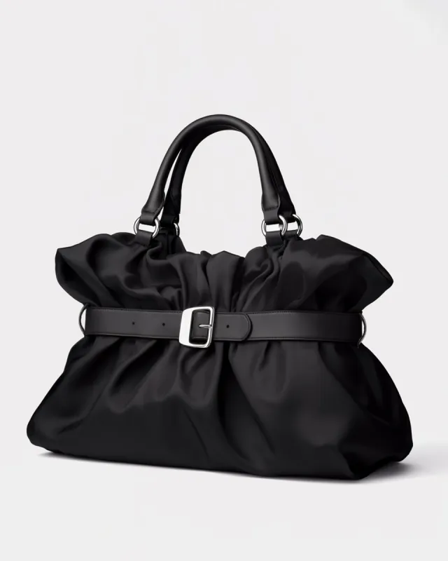 Amelia Ruched Buckle Bag - Black sold by JW PEI