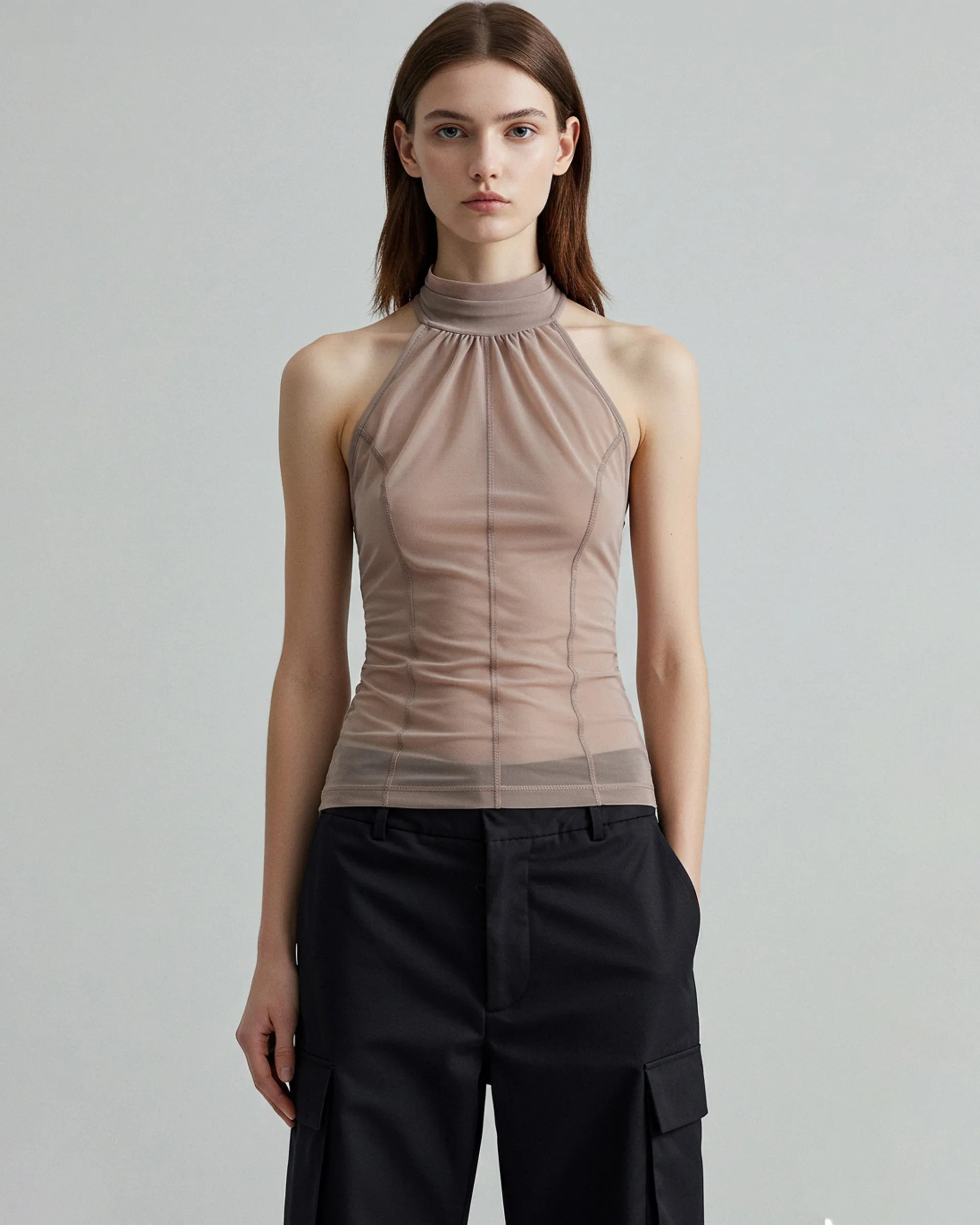 Avery Sheer Halter Top - Beige sold by JW PEI