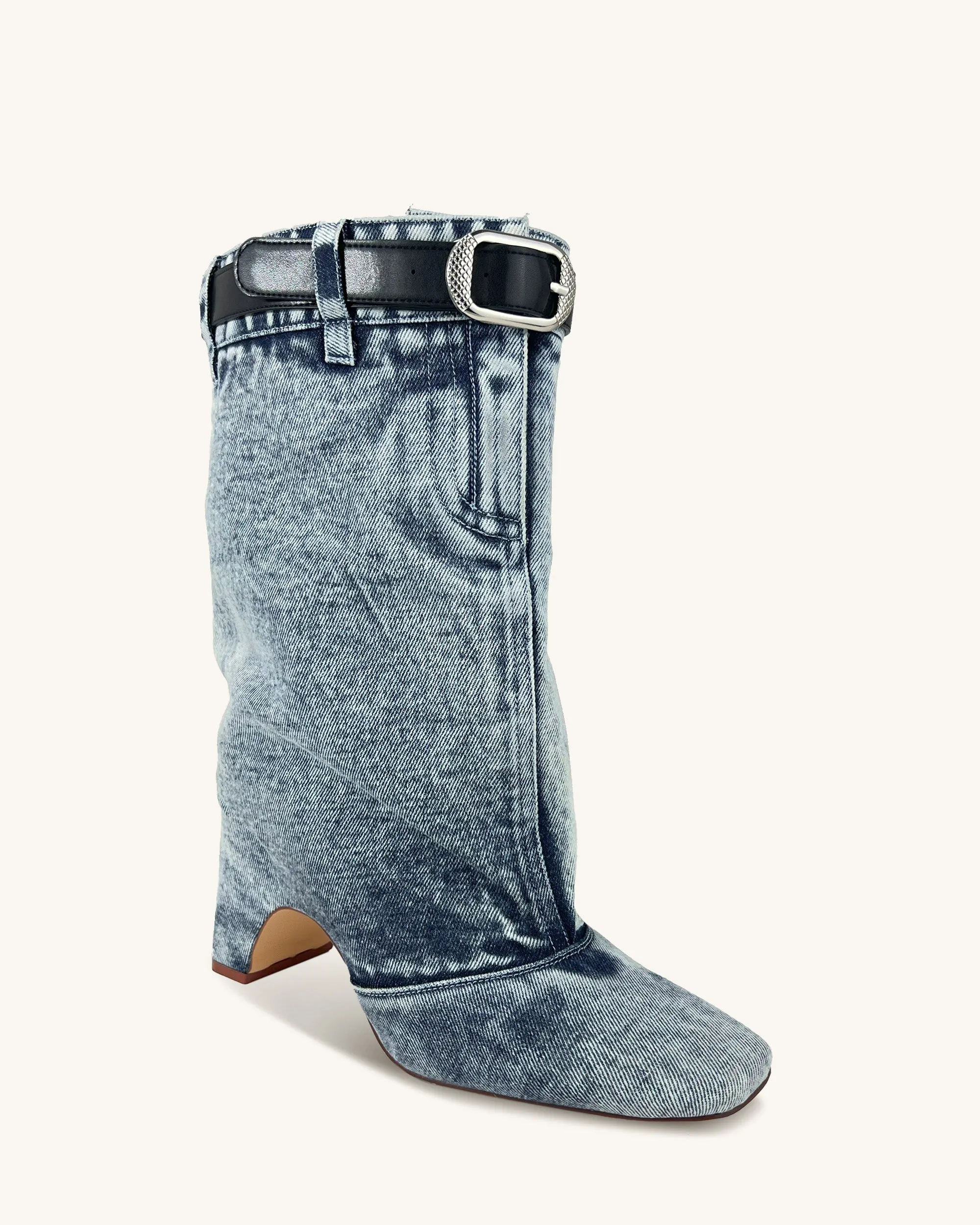 Ariana Denim Pocket Knee-High Boots - Blue sold by JW PEI product image thumbnail 3