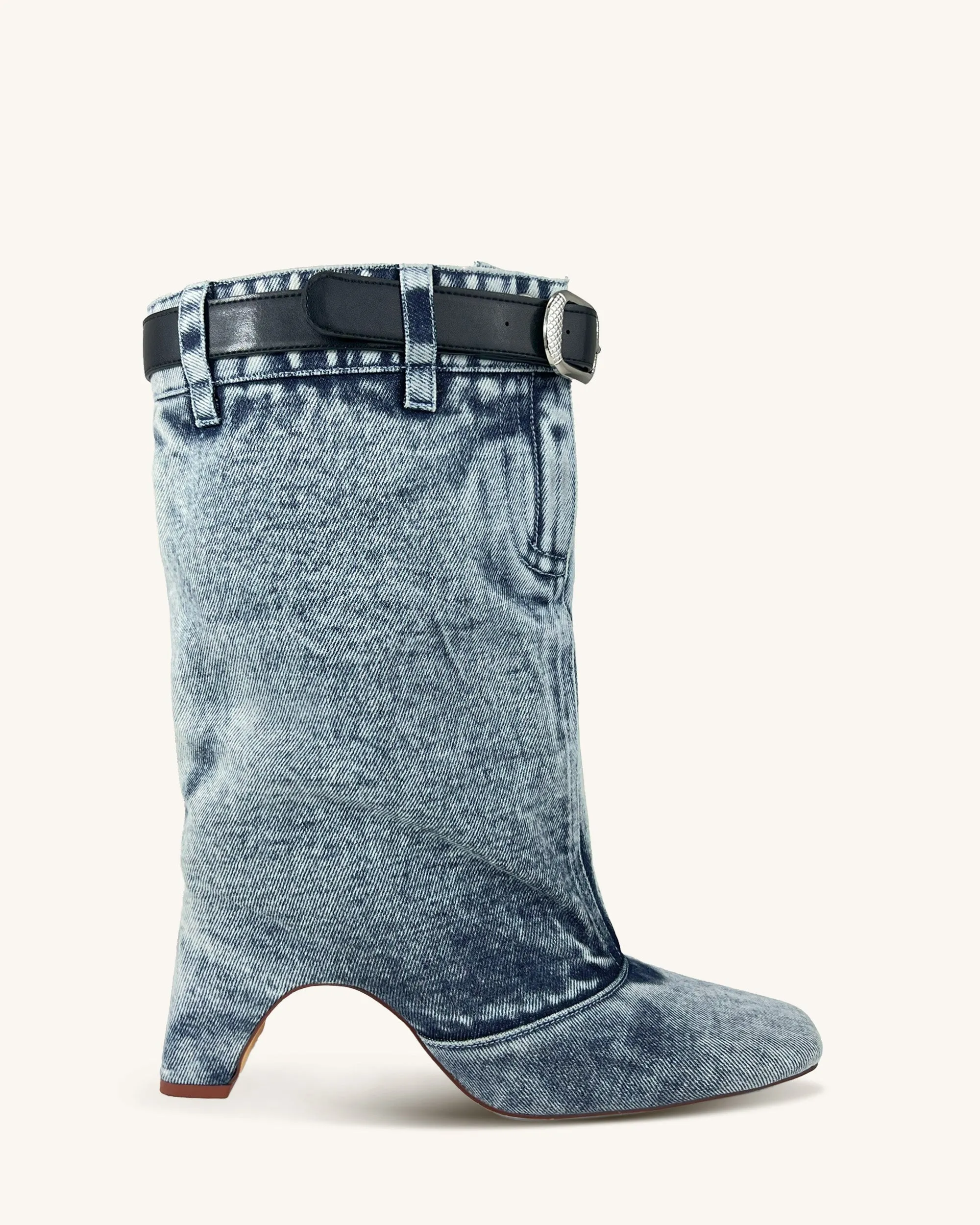 Ariana Denim Pocket Knee-High Boots - Blue sold by JW PEI product image thumbnail 2
