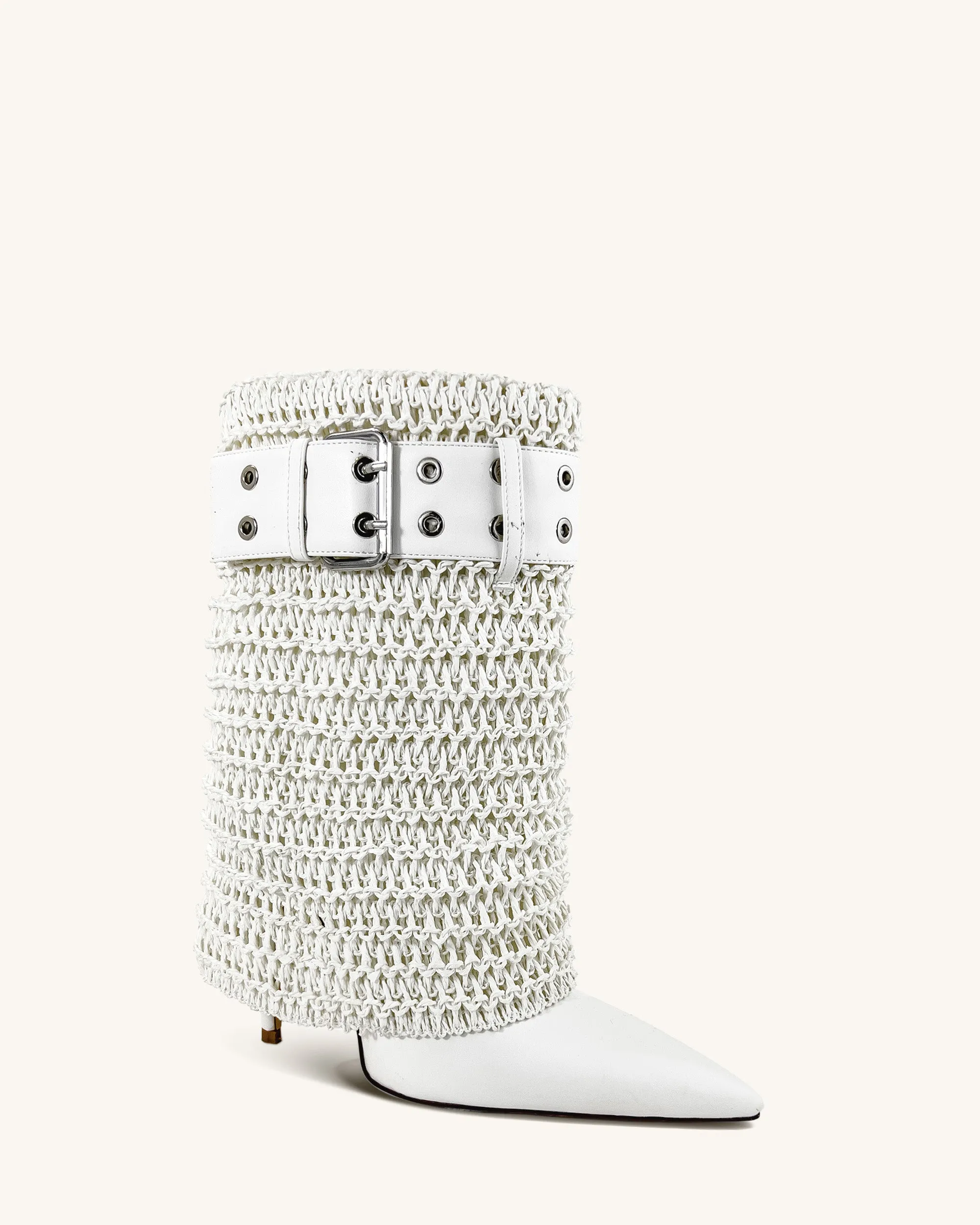 Autumn Textured Woven Ankle Boots - White sold by JW PEI product image thumbnail 3