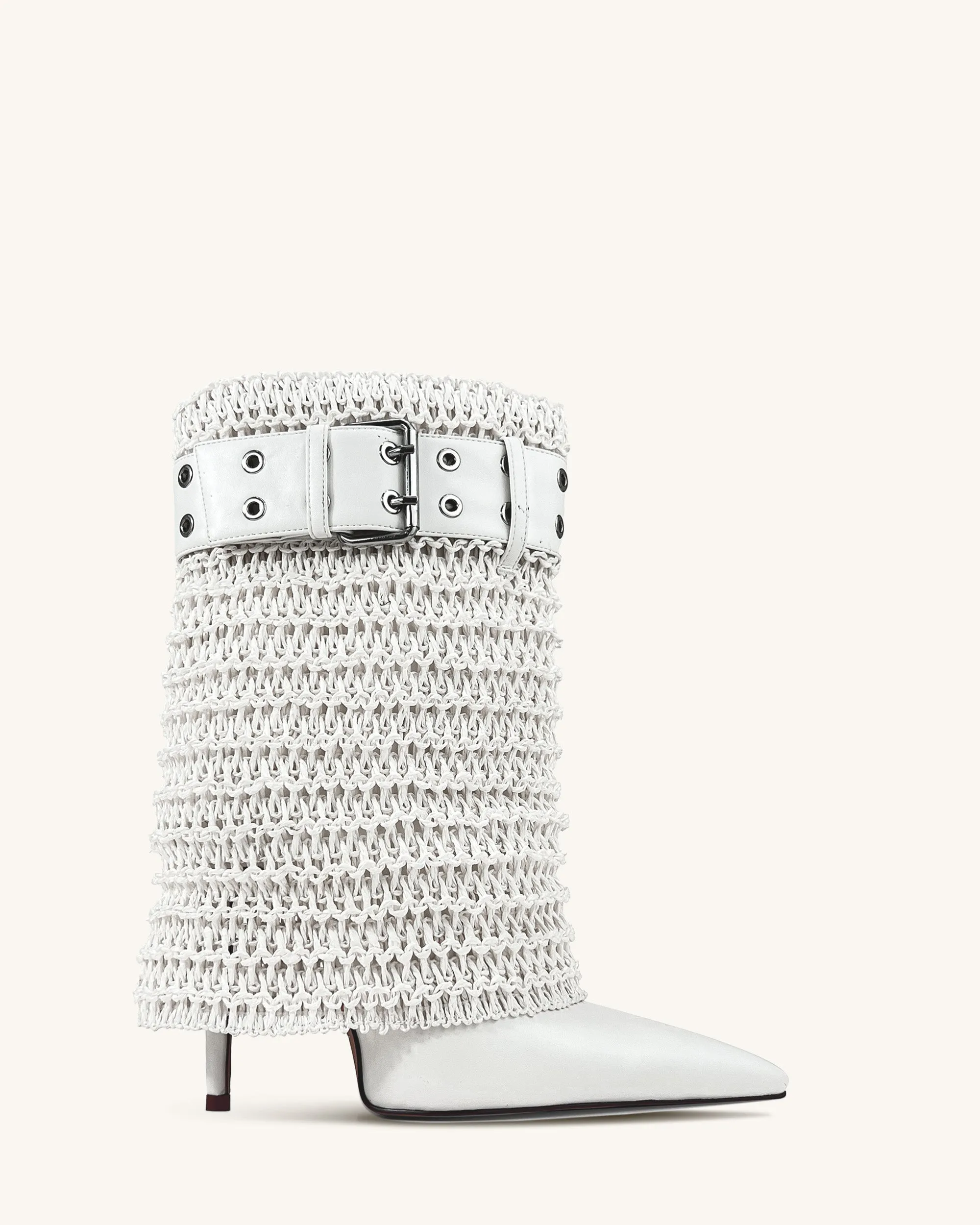 Autumn Textured Woven Ankle Boots - White sold by JW PEI product image thumbnail 2