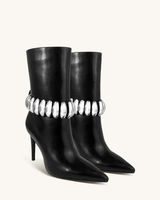 Eloise Modern Patent Ankle Boots - Black sold by JW PEI
