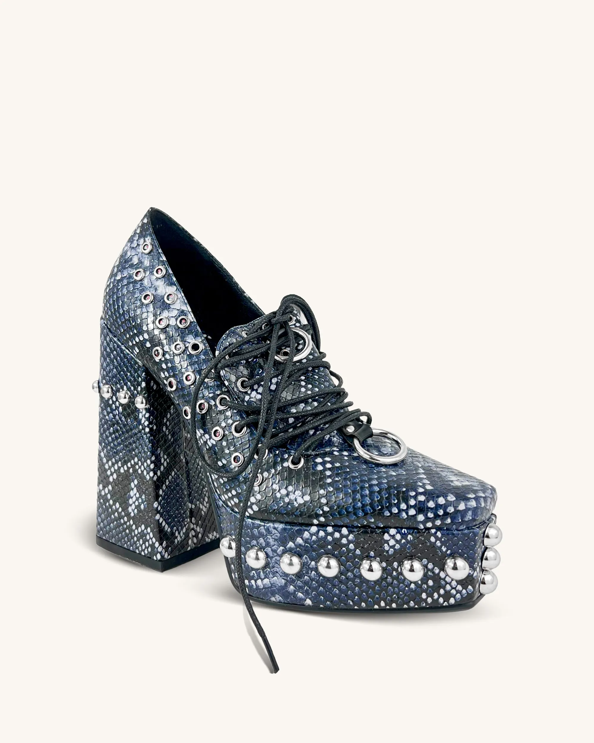 Bailey Geometric Platform Chunky Heels - Blue sold by JW PEI