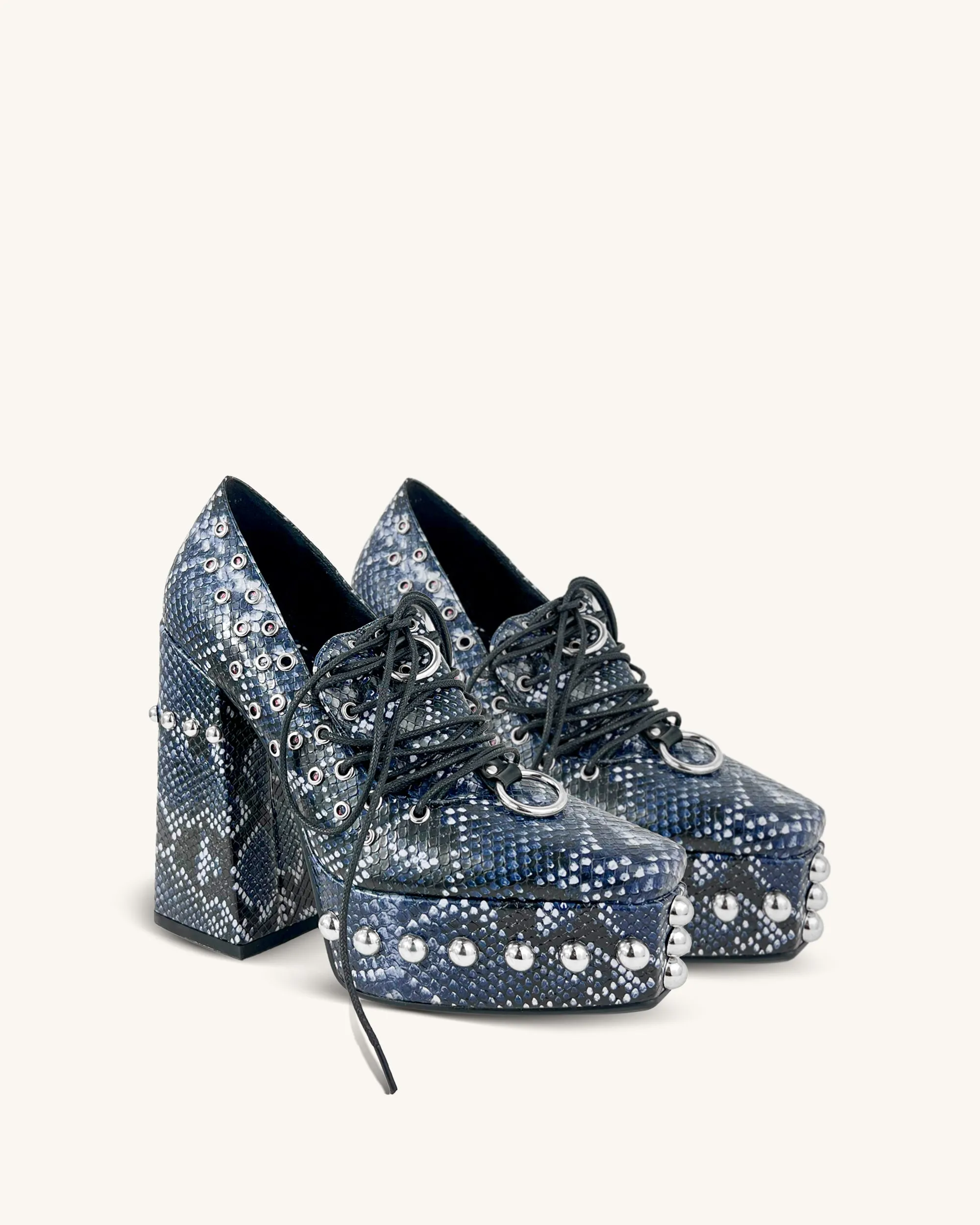 Bailey Geometric Platform Chunky Heels - Blue sold by JW PEI product image thumbnail 3