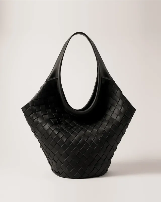 Ruby Woven Leather Tote Bag - Black sold by JW PEI
