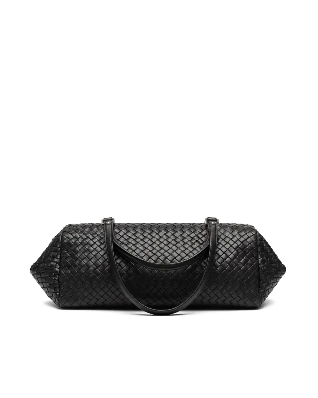 Ellie Woven Leather Shoulder Bag - Black sold by JW PEI