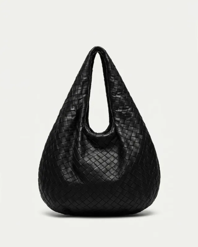 Claire Woven Leather Hobo Bag - Black sold by JW PEI