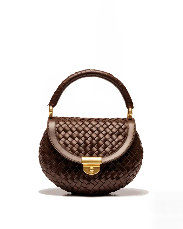 Maya Woven Leather Handbag - Brown sold by JW PEI