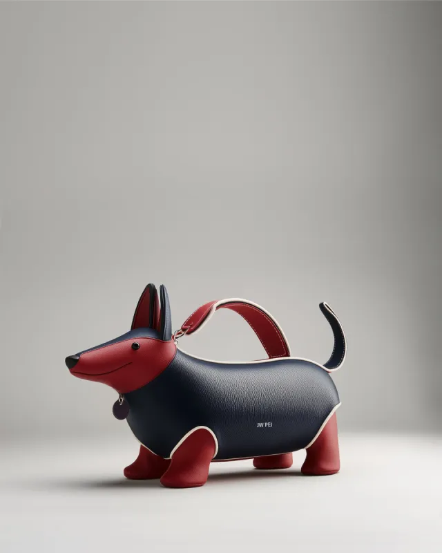 Eva Dachshund Shoulder Bag - Red/Black sold by JW PEI