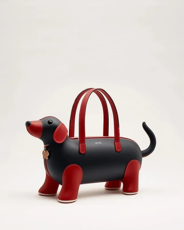 Claire Dachshund Bag - Black/Red sold by JW PEI