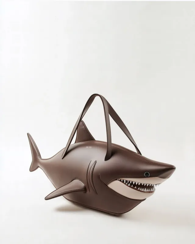 Sophia Shark-Shaped Tote Bag - Brown sold by JW PEI