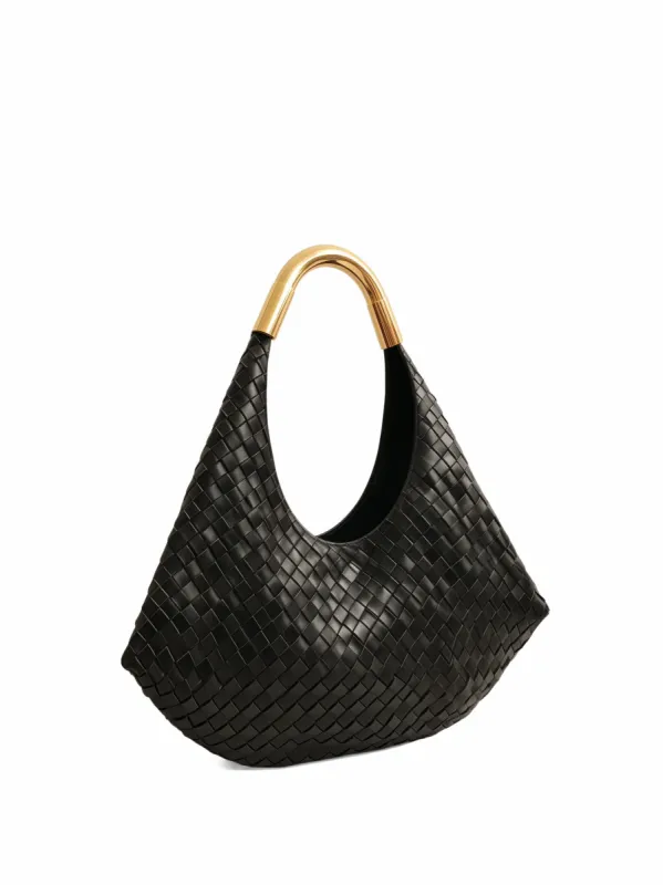 Olivia Woven Leather Hobo Bag - Black sold by JW PEI