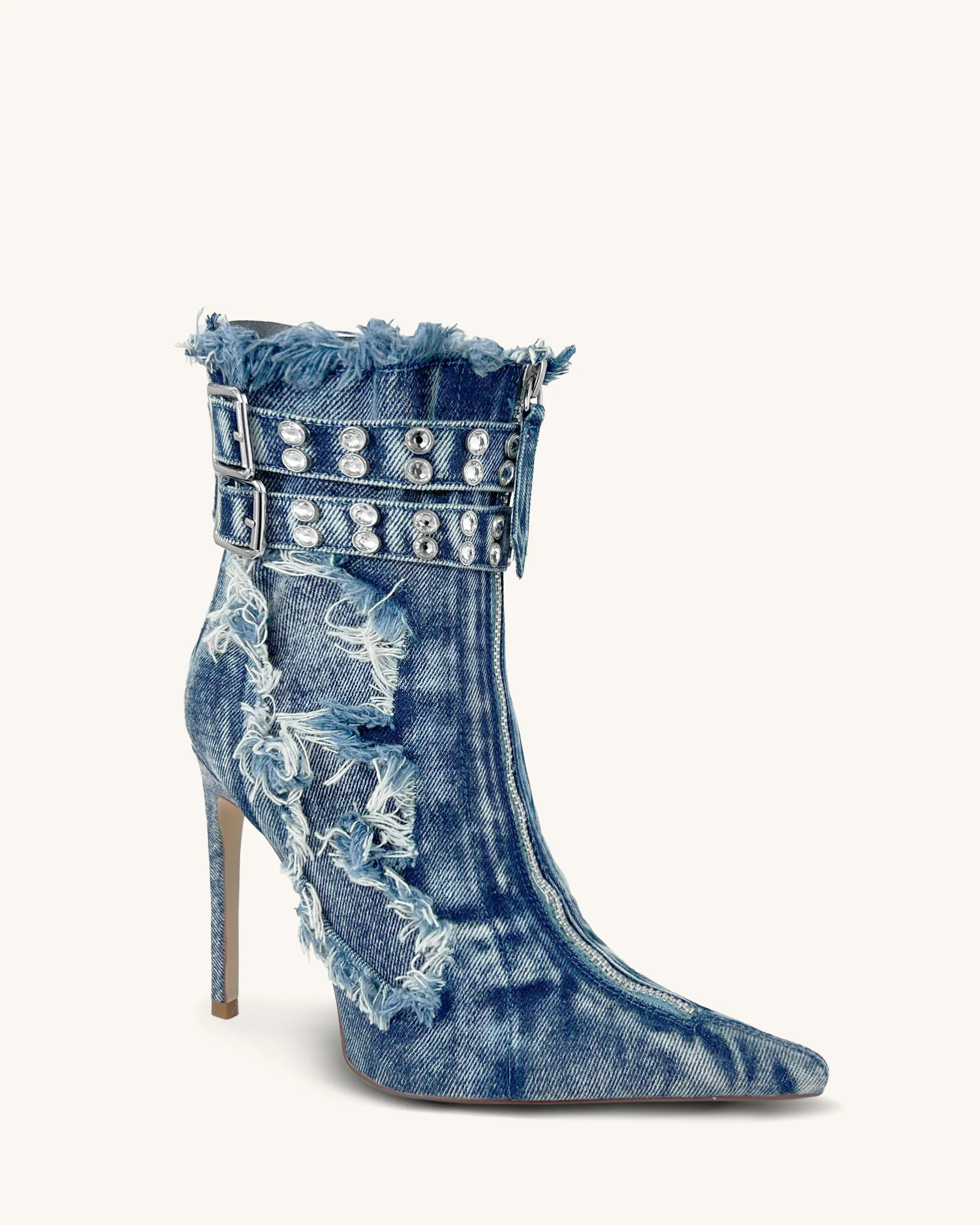 Melanie Denim Studded Ankle Boots - Blue sold by JW PEI product image thumbnail 2
