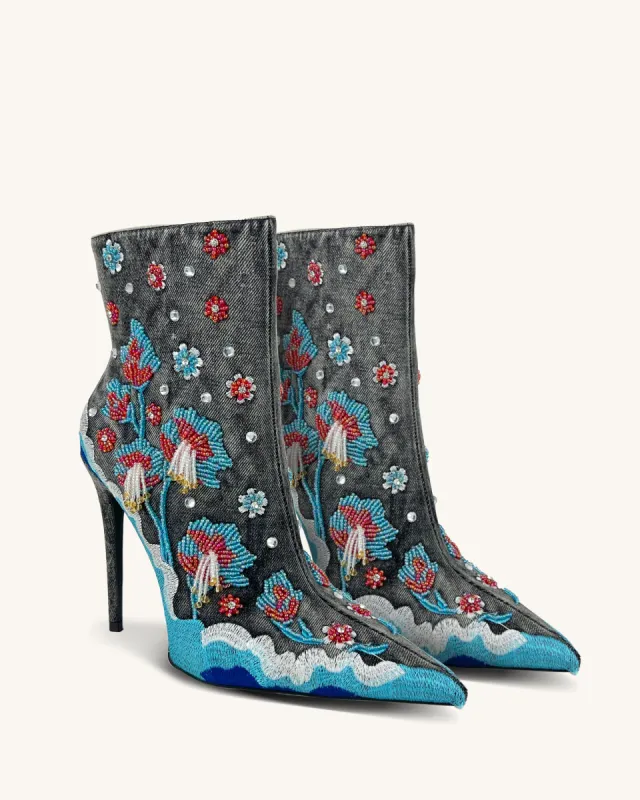 Layla Embroidered Ankle Boots - Multicolor sold by JW PEI
