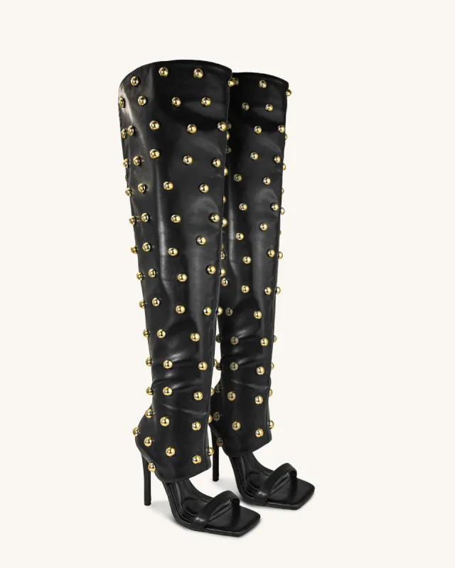 Hadley Studded Thigh-High Boots - Black sold by JW PEI