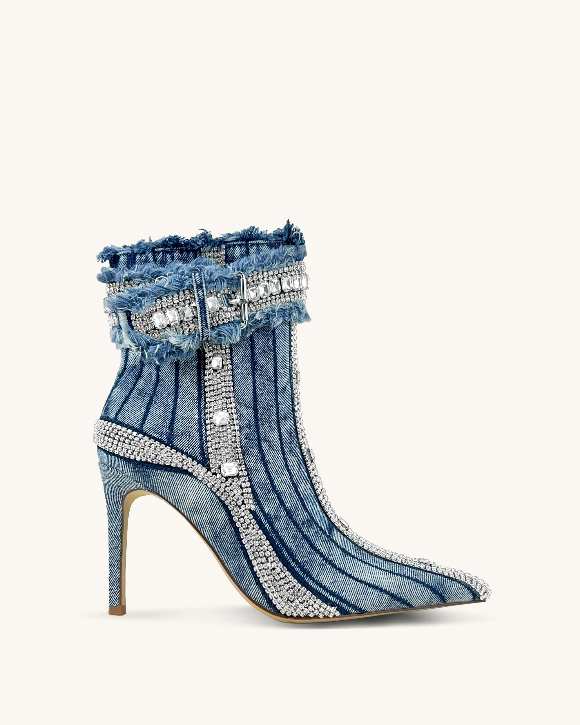Chloe Denim Crystal Fringe Ankle Boots - Blue sold by JW PEI product image thumbnail 3