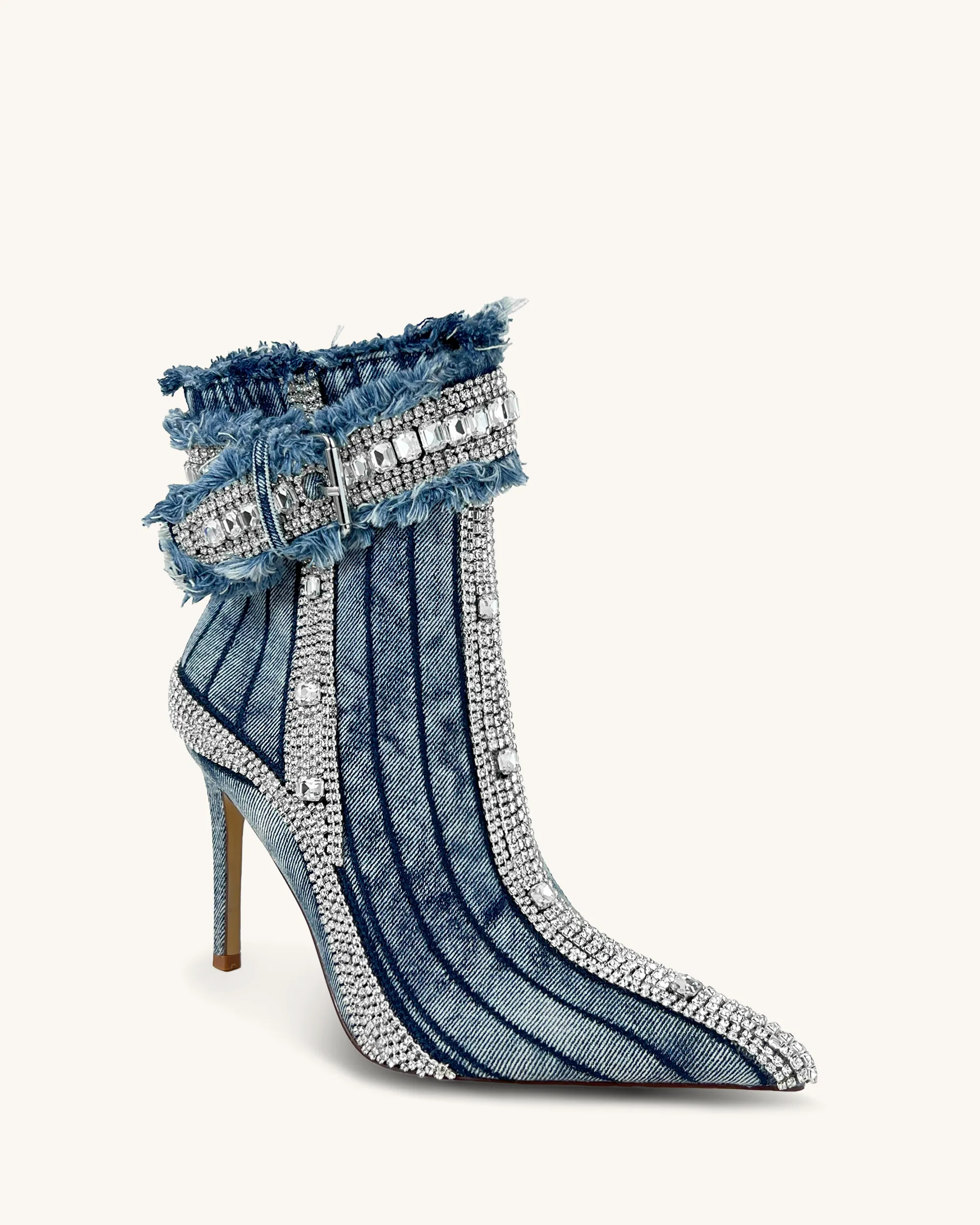 Chloe Denim Crystal Fringe Ankle Boots - Blue sold by JW PEI product image thumbnail 2